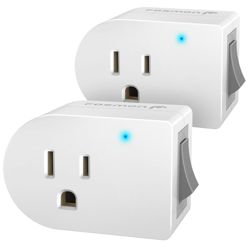 Fosmon Grounded Outlet with ON/Off Switch (2 Pack), 3 Prong Electrical Plug Outlet Extender Switch, 245J Single Port Power Adapter Surge Protector, 15A Circuit Breaker, White, ETL Listed - Image 1